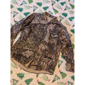 Vintage WINTER RUN Realtree Camo Long‎ Sleeve Button Up Shirt Outdoor Hunting